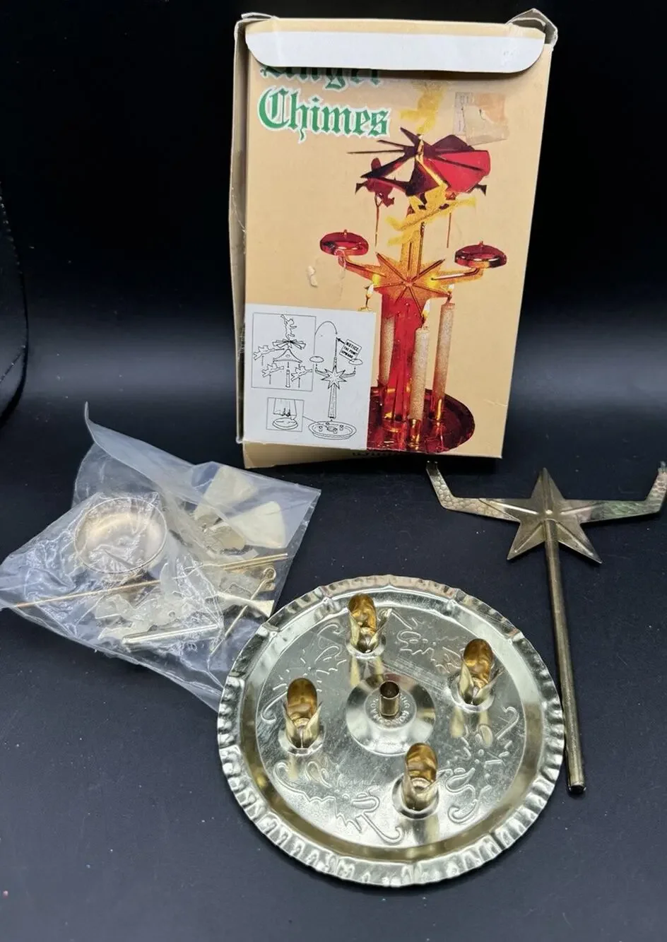 Vintage Christmas 'Angel Chimes' candle holder set Brass Swedish Tradition S1L